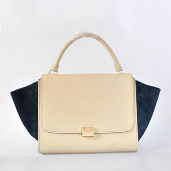 CELINE セリーヌ バッグ コピー 16998 3JLA 18TP ハンドバッグ ホワイト 金具：ゴールド x ブルーブラック